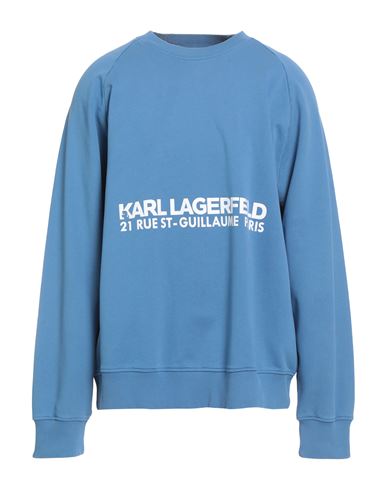 Karl Lagerfeld Man Sweatshirt Light Blue Size L Organic Cotton In Blue