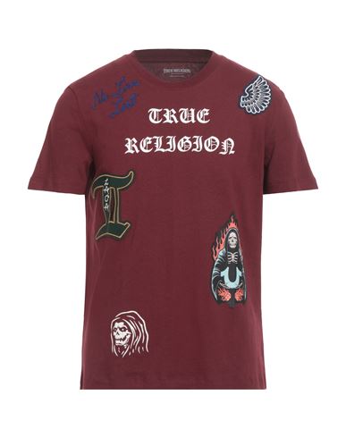 True Religion Man T-shirt Burgundy Size L Cotton In Red