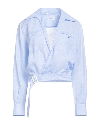 Barba Napoli Woman Shirt Sky Blue Size 6 Linen