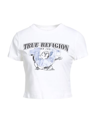 True Religion Woman T-shirt White Size L Cotton, Elastane