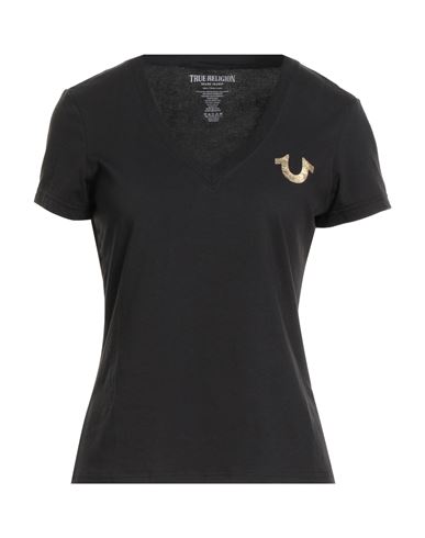 True Religion Woman T-shirt Black Size L Cotton, Polyester, Elastane In Black