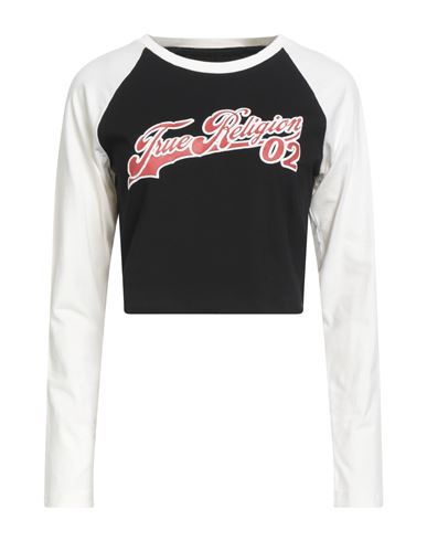 True Religion Woman T-shirt Black Size L Cotton, Elastane In Black