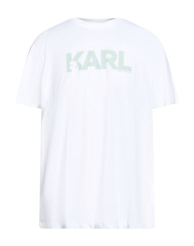 Karl Lagerfeld Beachwear Man T-shirt White Size Xxl Organic Cotton In Brown