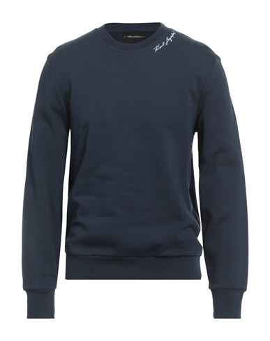 Karl Lagerfeld Man Sweatshirt Navy Size L Organic Cotton In Blue