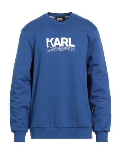 Karl Lagerfeld Man Sweatshirt Bright Blue Size S Organic Cotton In Blue