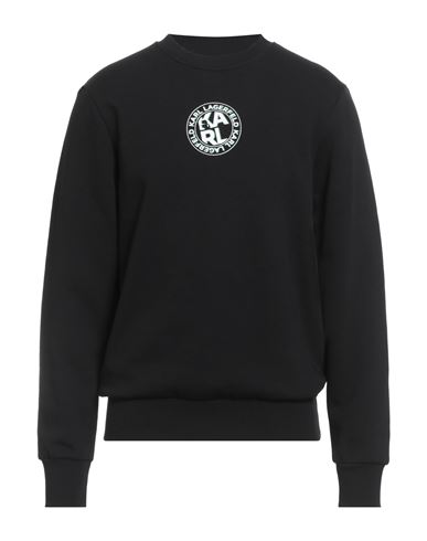 Karl Lagerfeld Man Sweatshirt Black Size M Organic Cotton, Polyester In Black