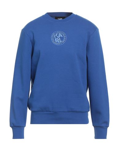 Karl Lagerfeld Man Sweatshirt Bright Blue Size M Organic Cotton, Polyester In Black