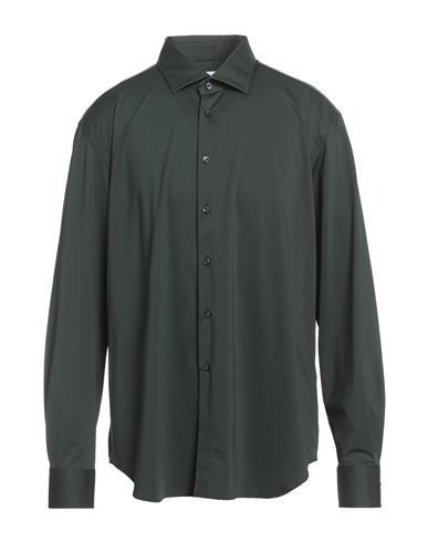 Xacus Man Shirt Dark Green Size 18 ½ Polyamide, Elastane In Green