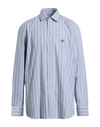 Etro Man Shirt Pastel Blue Size 17 ½ Cotton In Blue