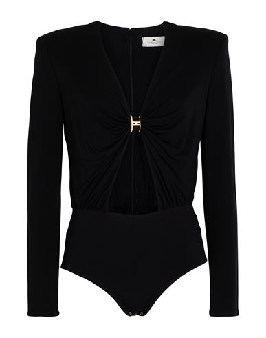 Elisabetta Franchi Woman Bodysuit Black Size 10 Viscose, Elastane, Polyamide In Black