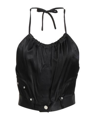 Moschino Jeans Woman Top Black Size 8 Viscose, Elastane In Black