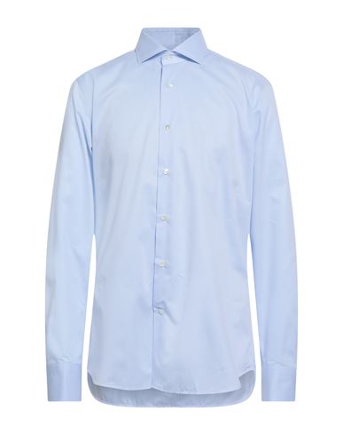 Guglielminotti Man Shirt Sky Blue Size 16 ½ Cotton In Blue