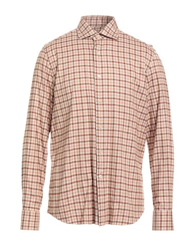 Alessandro Gherardi Man Shirt Beige Size 16 Cotton, Tencel