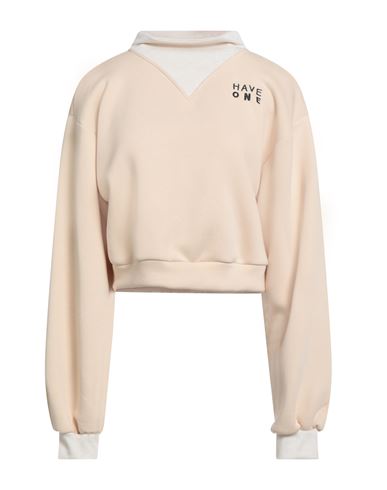 Haveone Woman Sweatshirt Cream Size M Cotton, Polyester, Viscose, Polyamide, Elastic Fibres In Neutral