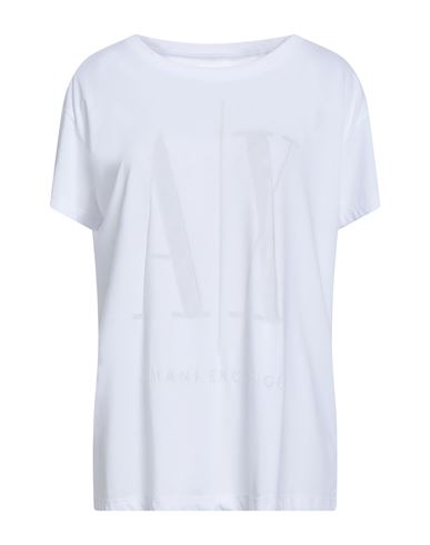 Armani Exchange Woman T-shirt White Size L Cotton, Polyester