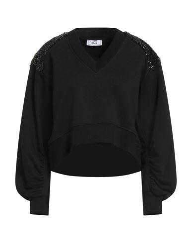 Jijil Woman Sweatshirt Black Size 6 Cotton, Polyester