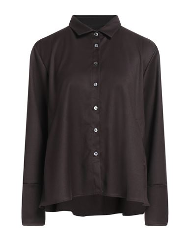Robert Friedman Woman Shirt Chocolate Brown Size M Polyester, Viscose, Elastane