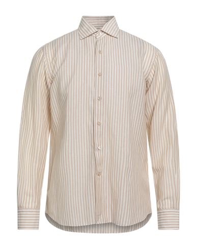 Alessandro Gherardi Man Shirt Beige Size 16 ½ Virgin Wool, Linen