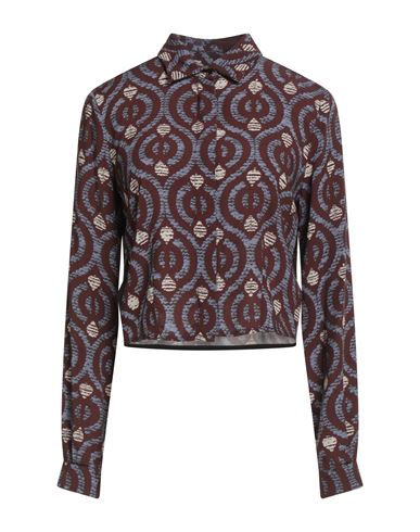 Alessia Santi Woman Shirt Chocolate Brown Size 8 Viscose In Brown