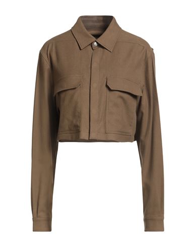 Rick Owens Woman Shirt Military Green Size 2 Cotton In Brown