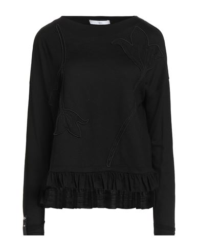 High Woman T-shirt Black Size L Wool In Black