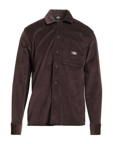 Dickies Man Shirt Chocolate Brown Size Xs Cotton, Polyester, Elastane