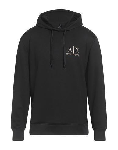 Armani Exchange Man Sweatshirt Black Size Xxl Polyester, Viscose, Elastane
