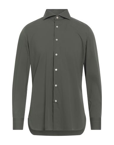 Luigi Borrelli Napoli Man Shirt Military Green Size 15 ½ Cotton, Polyamide, Elastane In Green