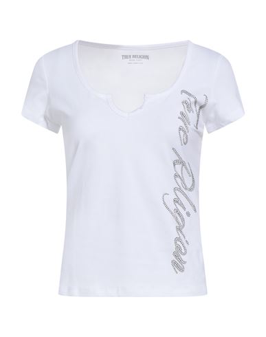True Religion Woman T-shirt White Size L Cotton, Elastane