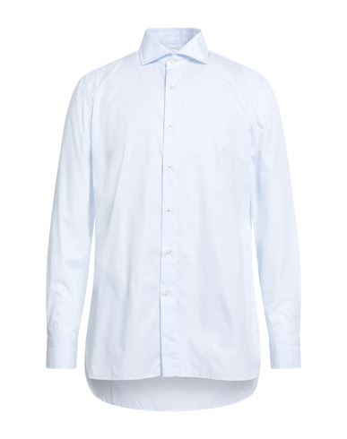 Luigi Borrelli Napoli Man Shirt Sky Blue Size 17 Cotton In White