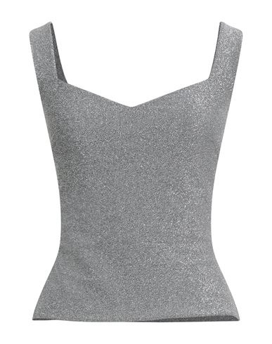 Chiara Boni La Petite Robe Woman Top Silver Size 6 Polyester, Viscose, Polyamide, Metallic Polyester
