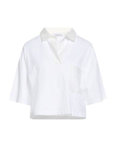 Guess Woman Polo Shirt White Size 4 Silk, Cotton