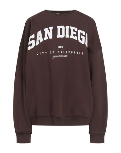 Hinnominate Woman Sweatshirt Chocolate Brown Size M/l Cotton, Polyester, Elastane