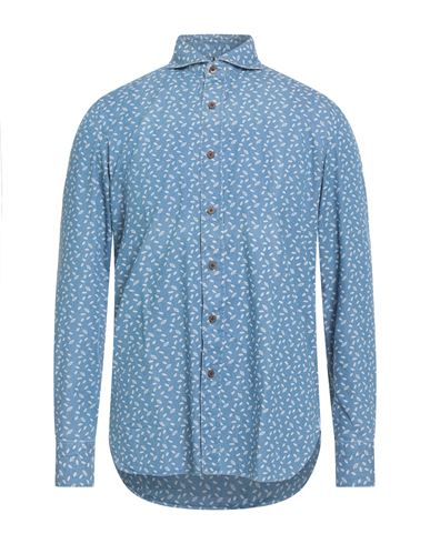Luigi Borrelli Napoli Man Denim Shirt Blue Size 16 ½ Cotton In Blue