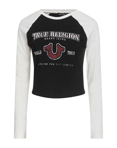True Religion Woman T-shirt Black Size L Cotton, Elastane