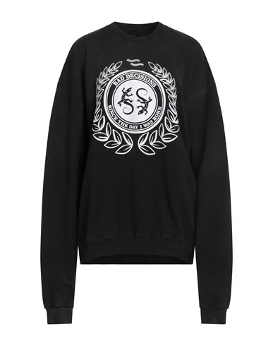 Ssheena Woman Sweatshirt Charcoal Size S Cotton In Black