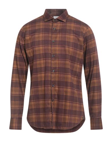 Tintoria Mattei 954 Man Shirt Brown Size 16 Cotton In Multi