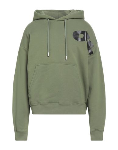 Off-white Man Sweatshirt Military Green Size L Cotton, Elastane In Green