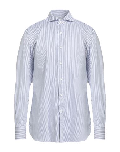 Luigi Borrelli Napoli Man Shirt White Size 17 Cotton In Blue