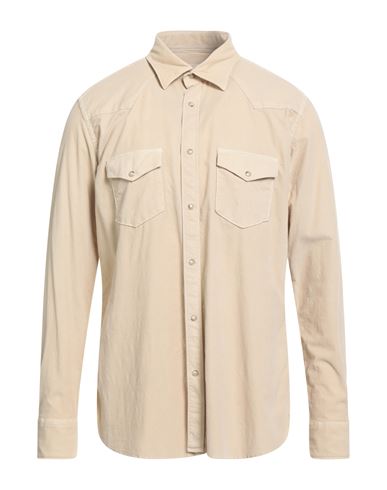 Tintoria Mattei 954 Man Shirt Beige Size L Cotton, Elastane In Sand
