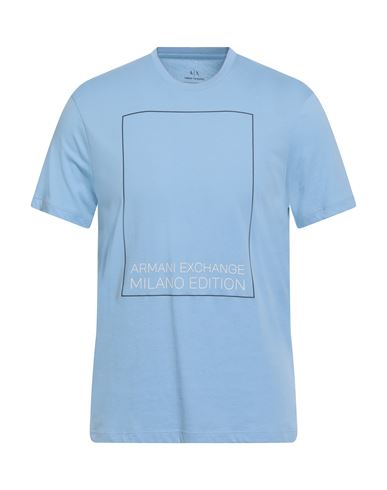 Armani Exchange Man T-shirt Sky Blue Size M Cotton