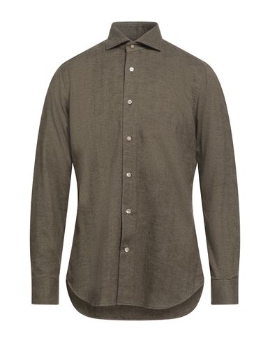 Guglielminotti Man Shirt Military Green Size 15 ¾ Cotton In Green