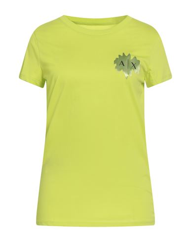 Armani Exchange Woman T-shirt Lime Green Size S Cotton