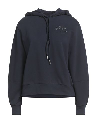 Armani Exchange Woman Sweatshirt Navy Size M Cotton, Elastane In Blue