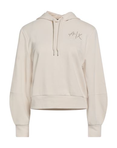 Armani Exchange Woman Sweatshirt Beige Size Xs Cotton, Elastane In Neutral