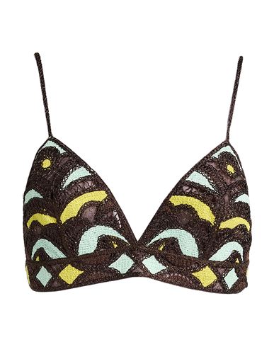 Pucci Woman Top Dark Brown Size 10 Viscose, Cotton, Polyester, Nylon In Multi