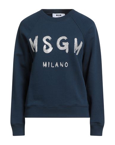 Msgm Woman Sweatshirt Midnight Blue Size Xxs Cotton
