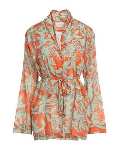 Ottod'ame Caring Woman Shirt Sage Green Size 12 Cotton In Orange