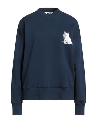 Msgm Woman Sweatshirt Navy Size S Cotton