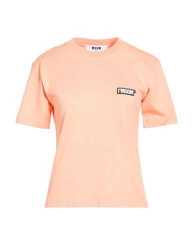 Msgm Woman T-shirt Apricot Size L Cotton In Orange